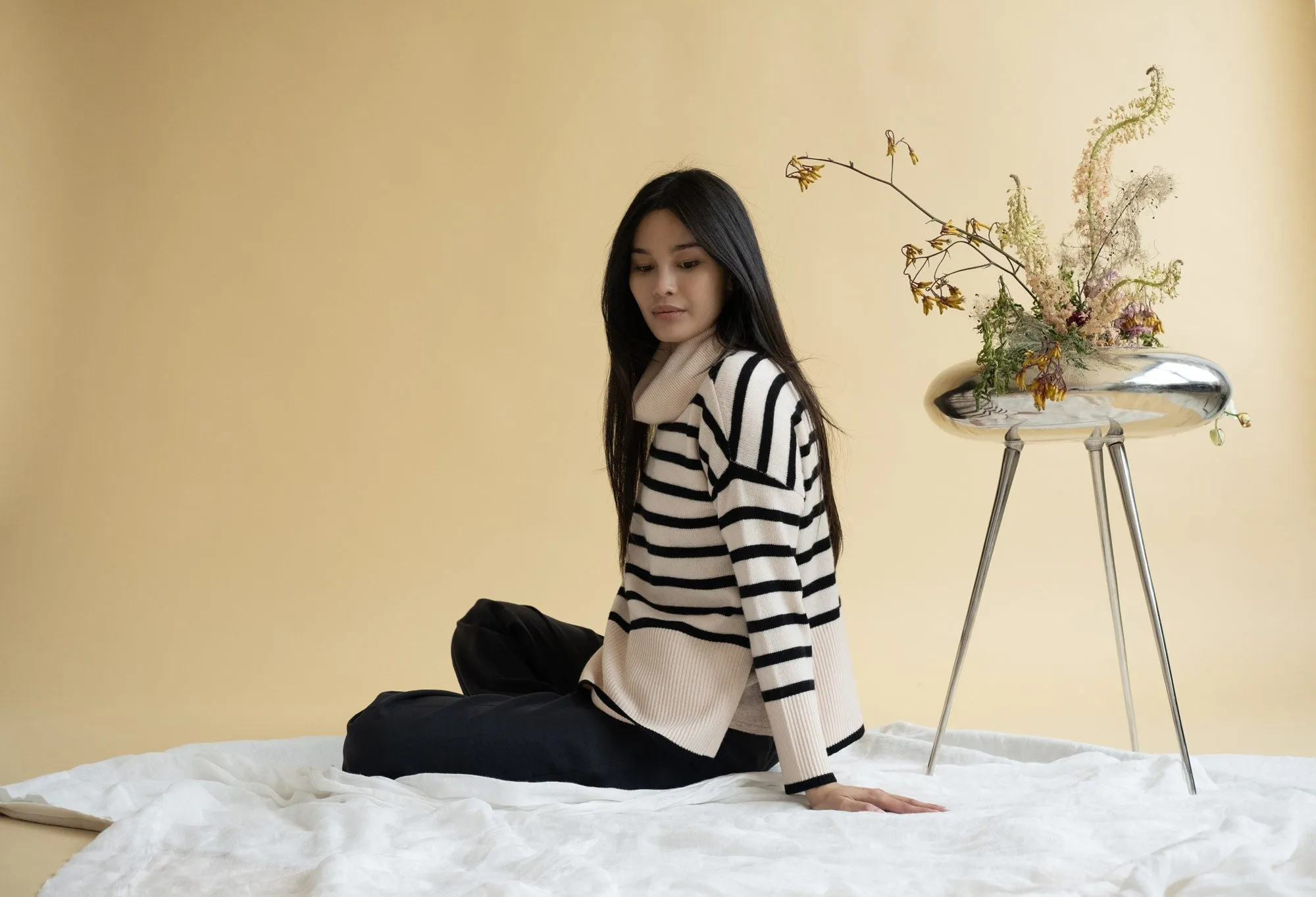 Oversize Stripe Turtleneck Sweater