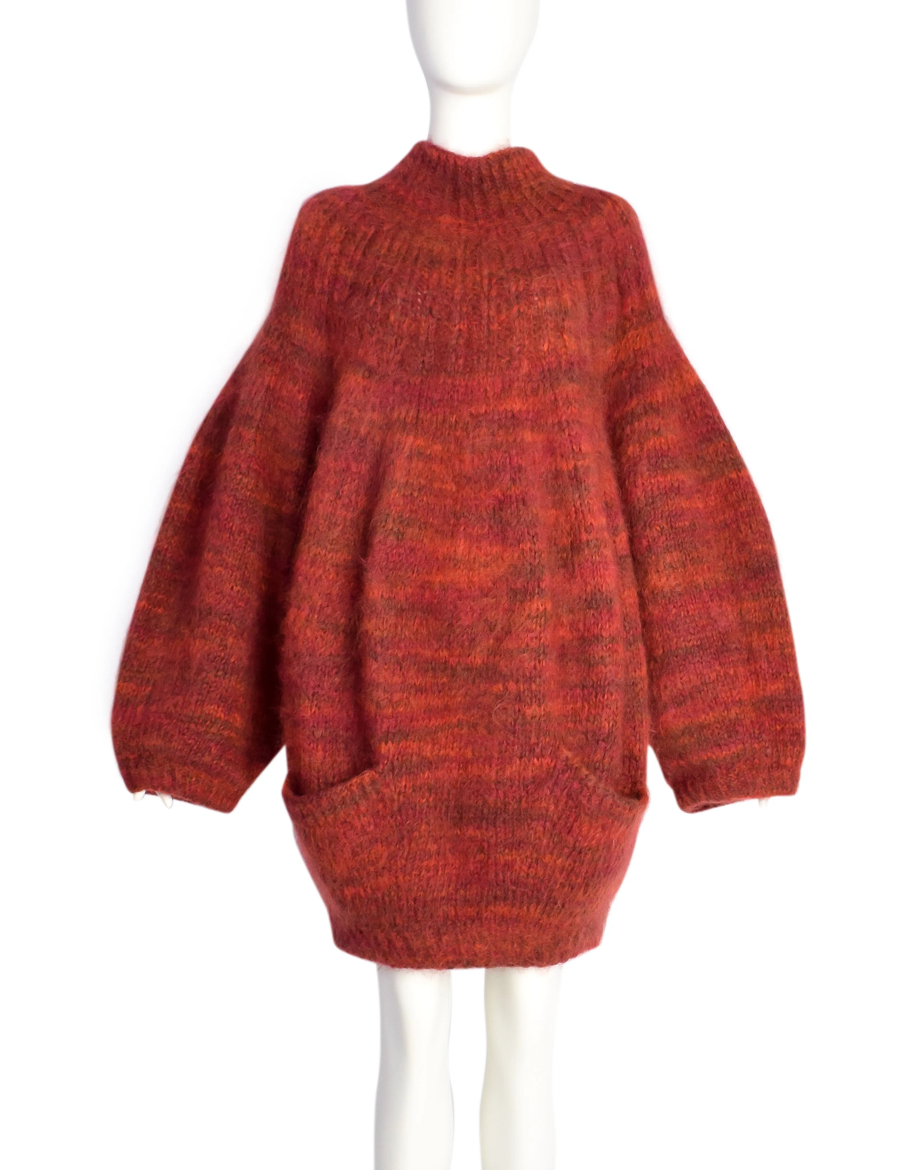 Perry Ellis by Marc Jacobs Vintage AW 1989 Phenomenal Red Wool Oversized ‘Bubble’ Sweater Dress