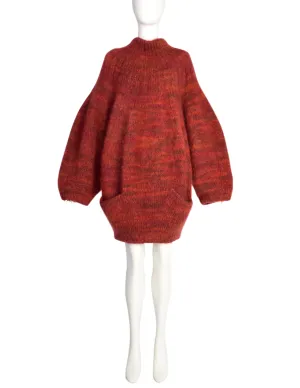 Perry Ellis by Marc Jacobs Vintage AW 1989 Phenomenal Red Wool Oversized ‘Bubble’ Sweater Dress