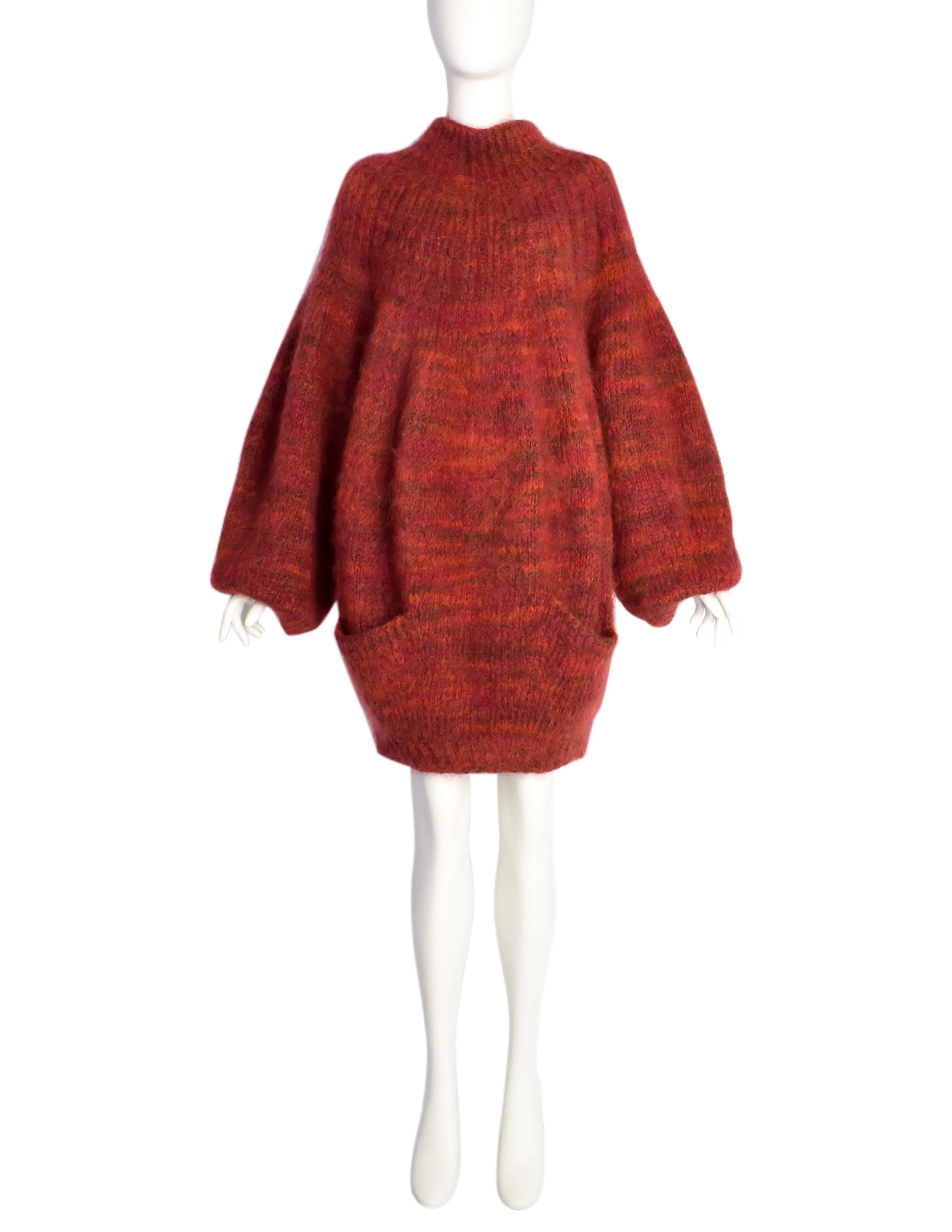 Perry Ellis by Marc Jacobs Vintage AW 1989 Phenomenal Red Wool Oversized ‘Bubble’ Sweater Dress