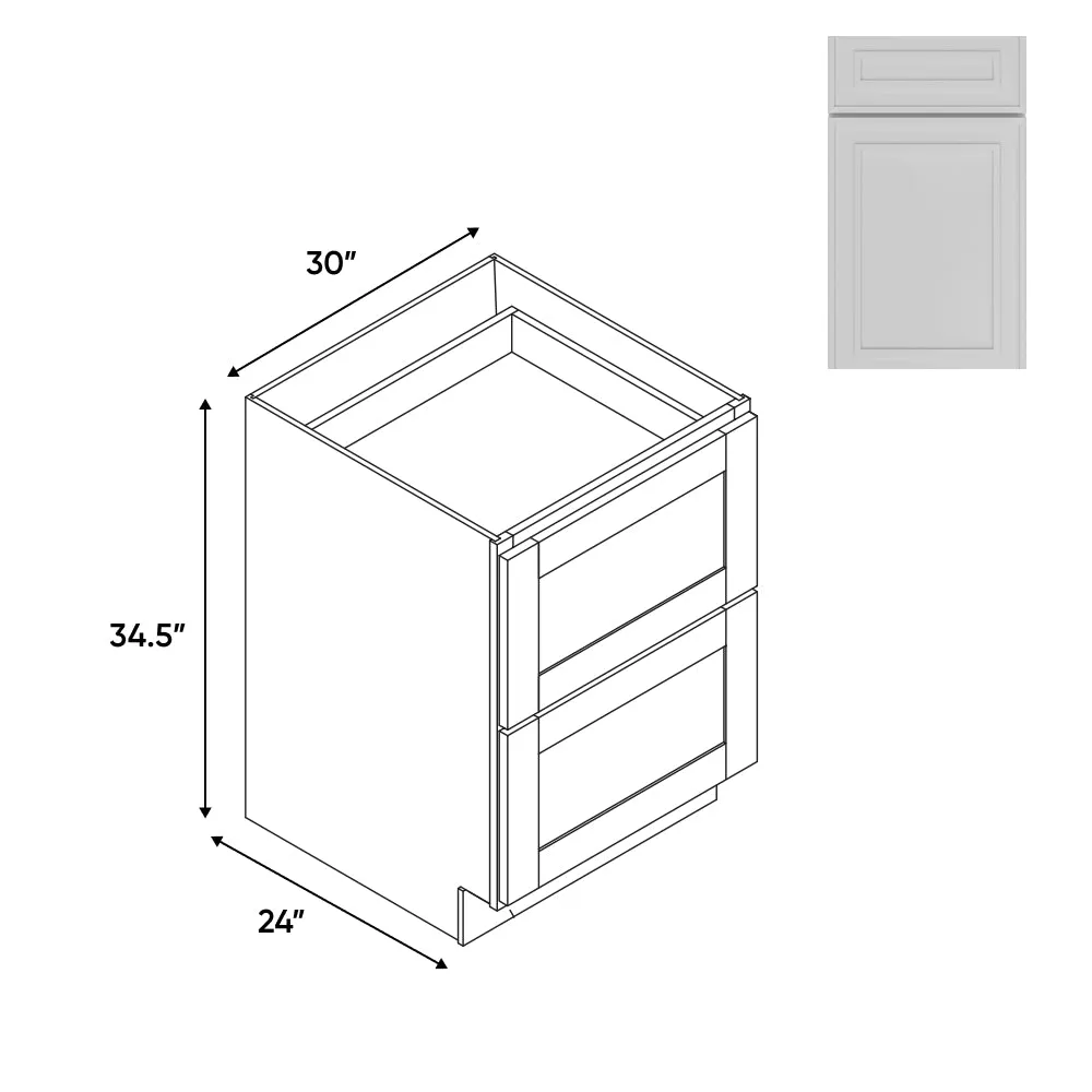 RTA - Elegant Shaker White - Drawer Pack with 2 Drawer - 30"W x 34.5"H x 24"D