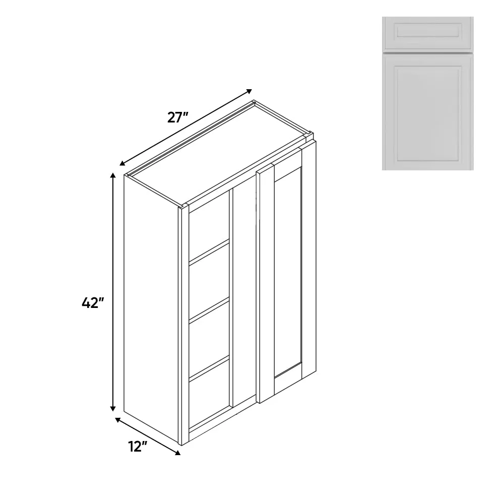 RTA - Elegant Shaker White - Wall Blinder Corner - 1 Door 2 Shelf - 27"W x 42H" x 12"D