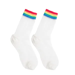 Sale High Ankle Transparent Rainbow Edge Socks