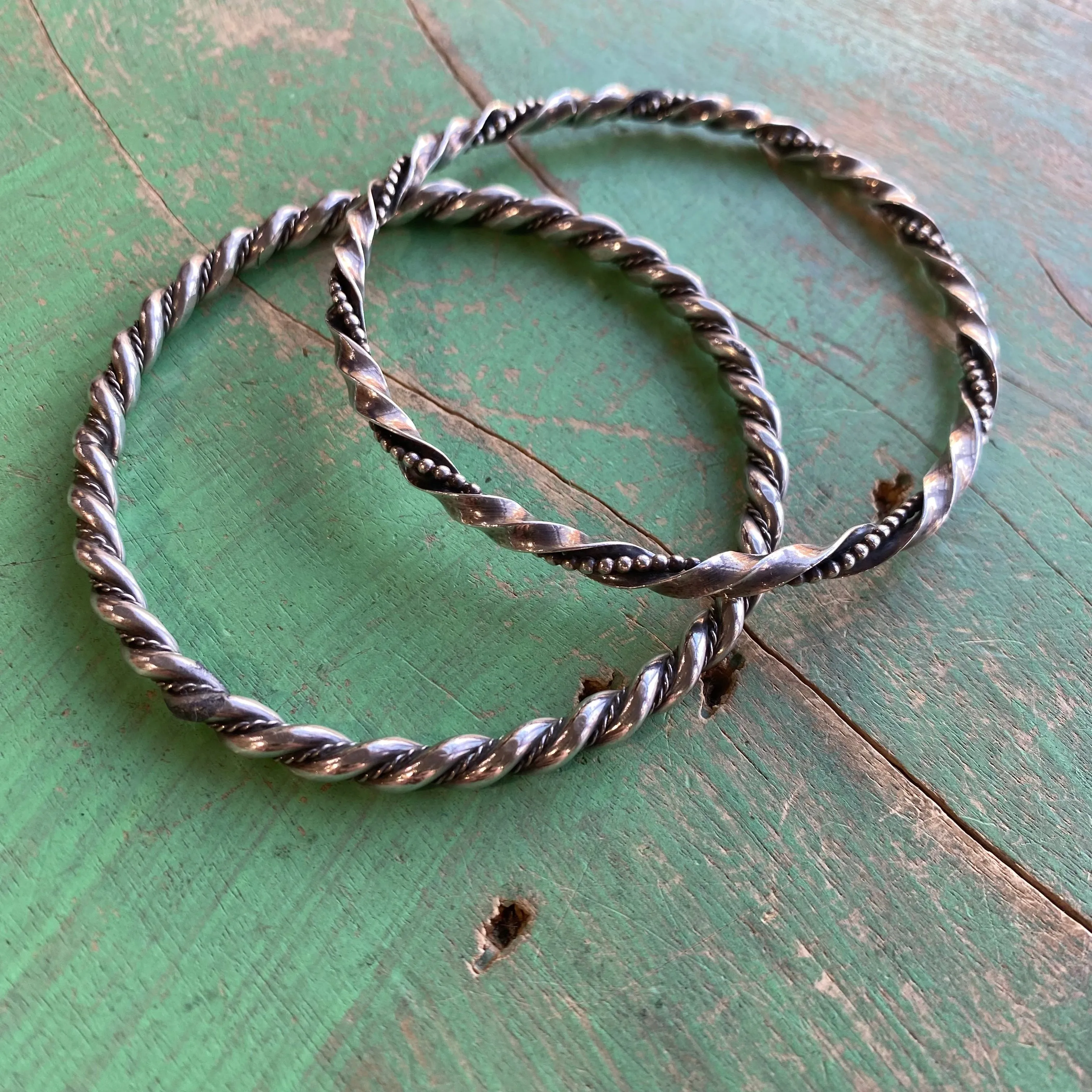 Sterling Silver Rope Bangles