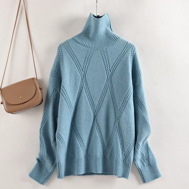 Thick and Warm Winter Oversized Knitted Turtleneck Pullover Sweaters