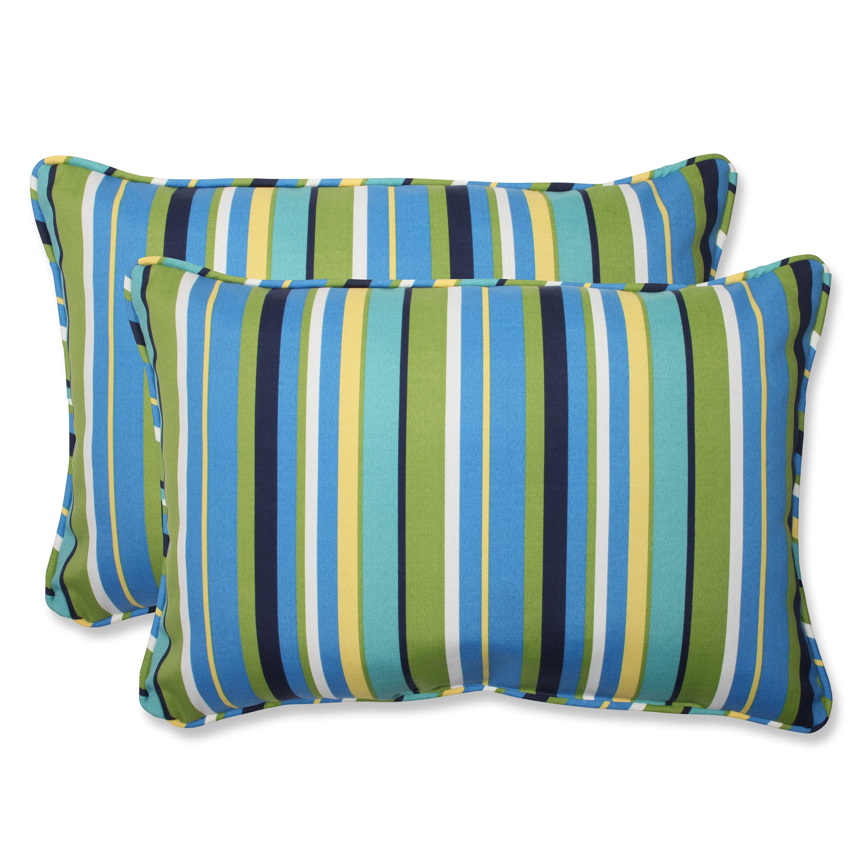 Topanga Stripe Lagoon Over-Sized Rectangular Throw Pillow (Set Of 2)