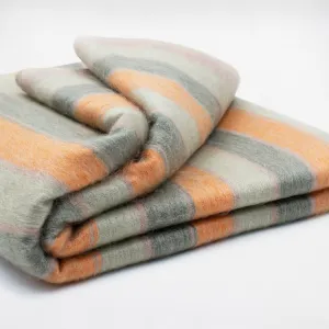 Tumbunuma - Baby Alpaca Wool Throw Blanket / Sofa Cover - Queen 95 x 67 in - harvest moon - orange/light/dark gray