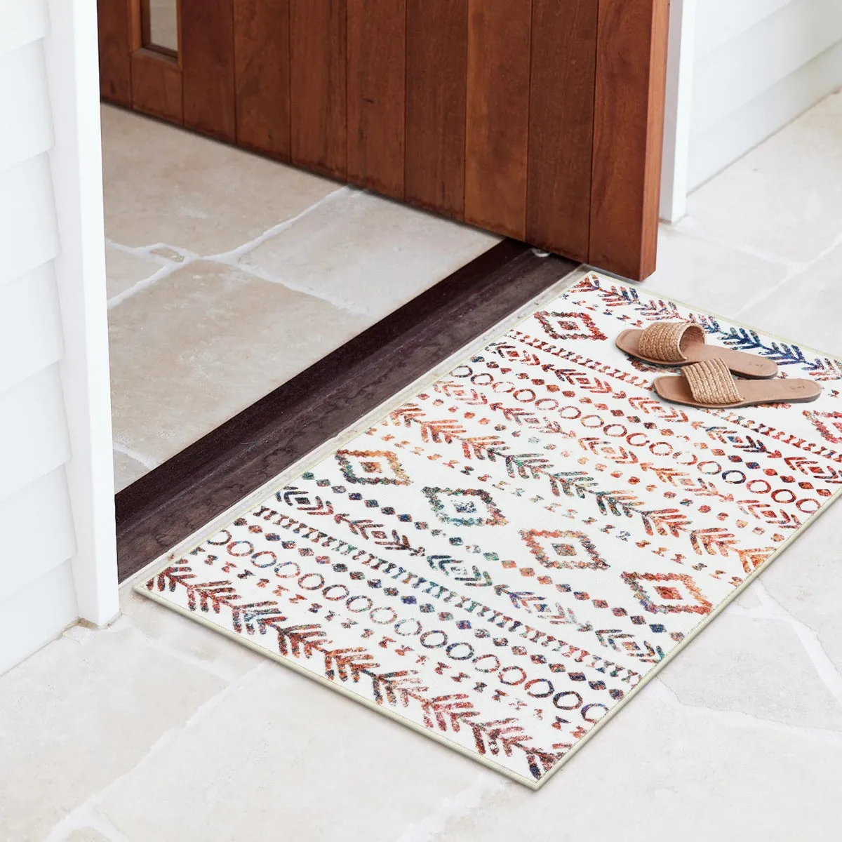 Varena Modern Rustic Farmhouse Moroccan Tribal Multi/White Rug