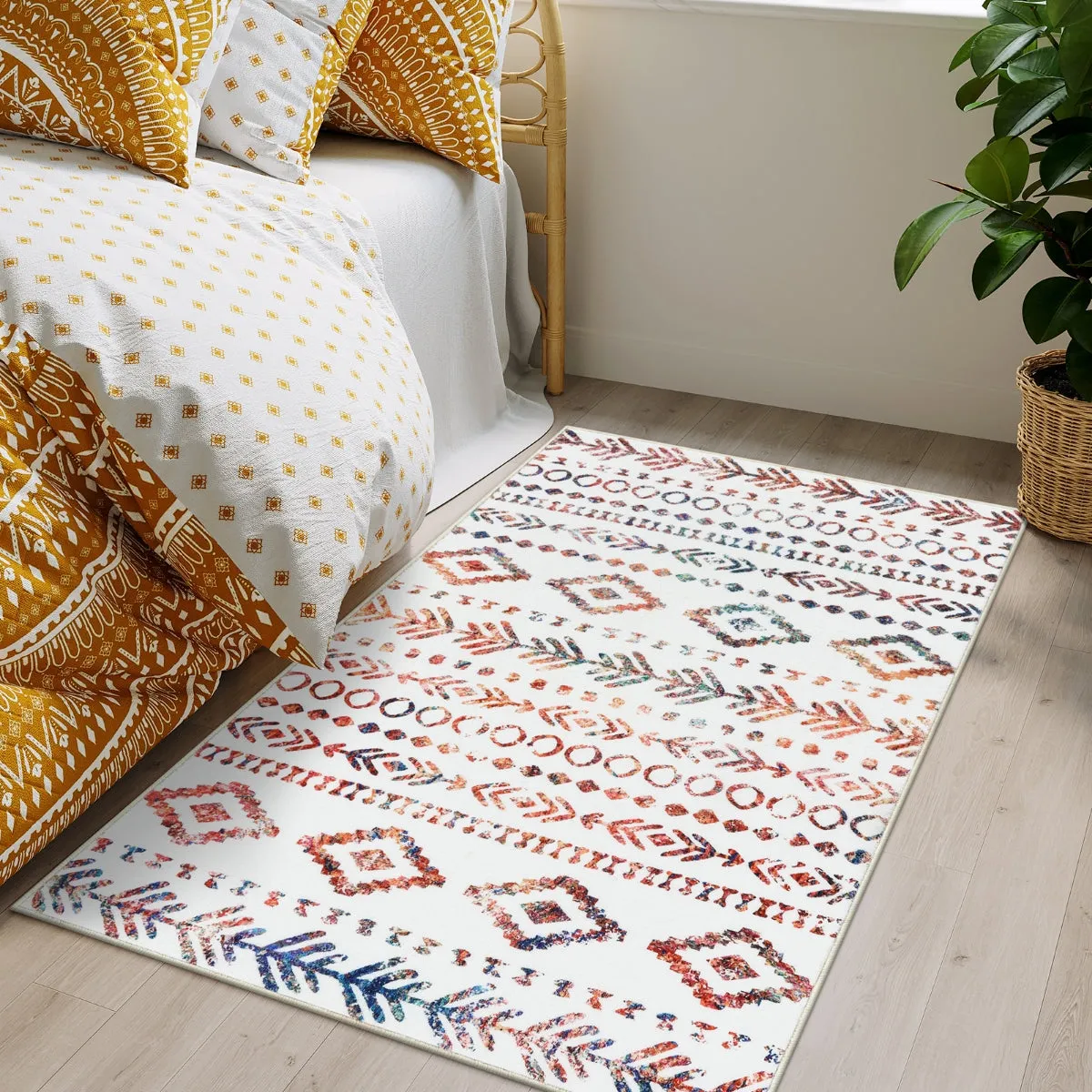 Varena Modern Rustic Farmhouse Moroccan Tribal Multi/White Rug