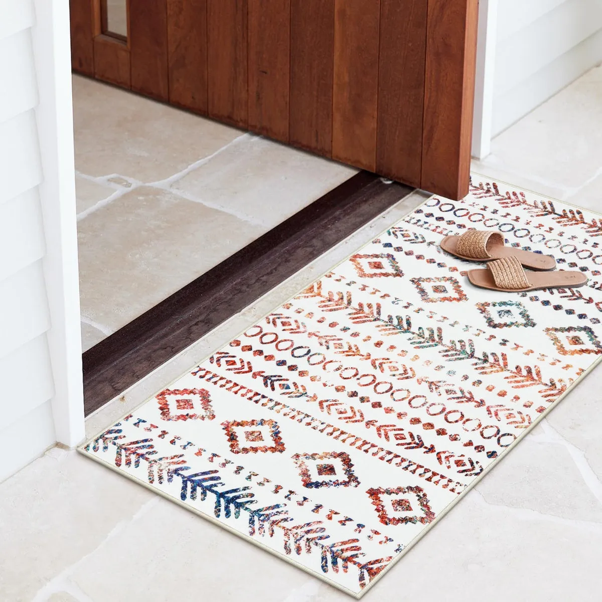 Varena Modern Rustic Farmhouse Moroccan Tribal Multi/White Rug