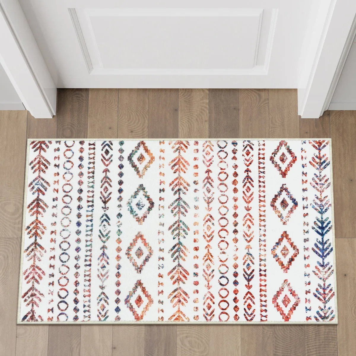 Varena Modern Rustic Farmhouse Moroccan Tribal Multi/White Rug