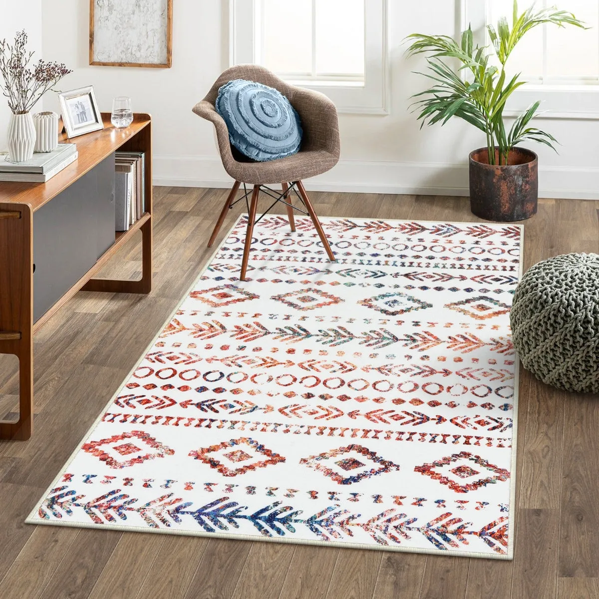 Varena Modern Rustic Farmhouse Moroccan Tribal Multi/White Rug