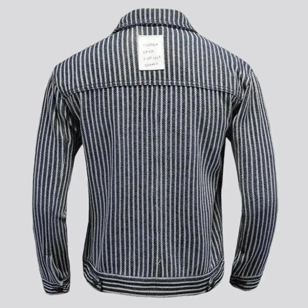 Vertical-stripes denim jacket for men