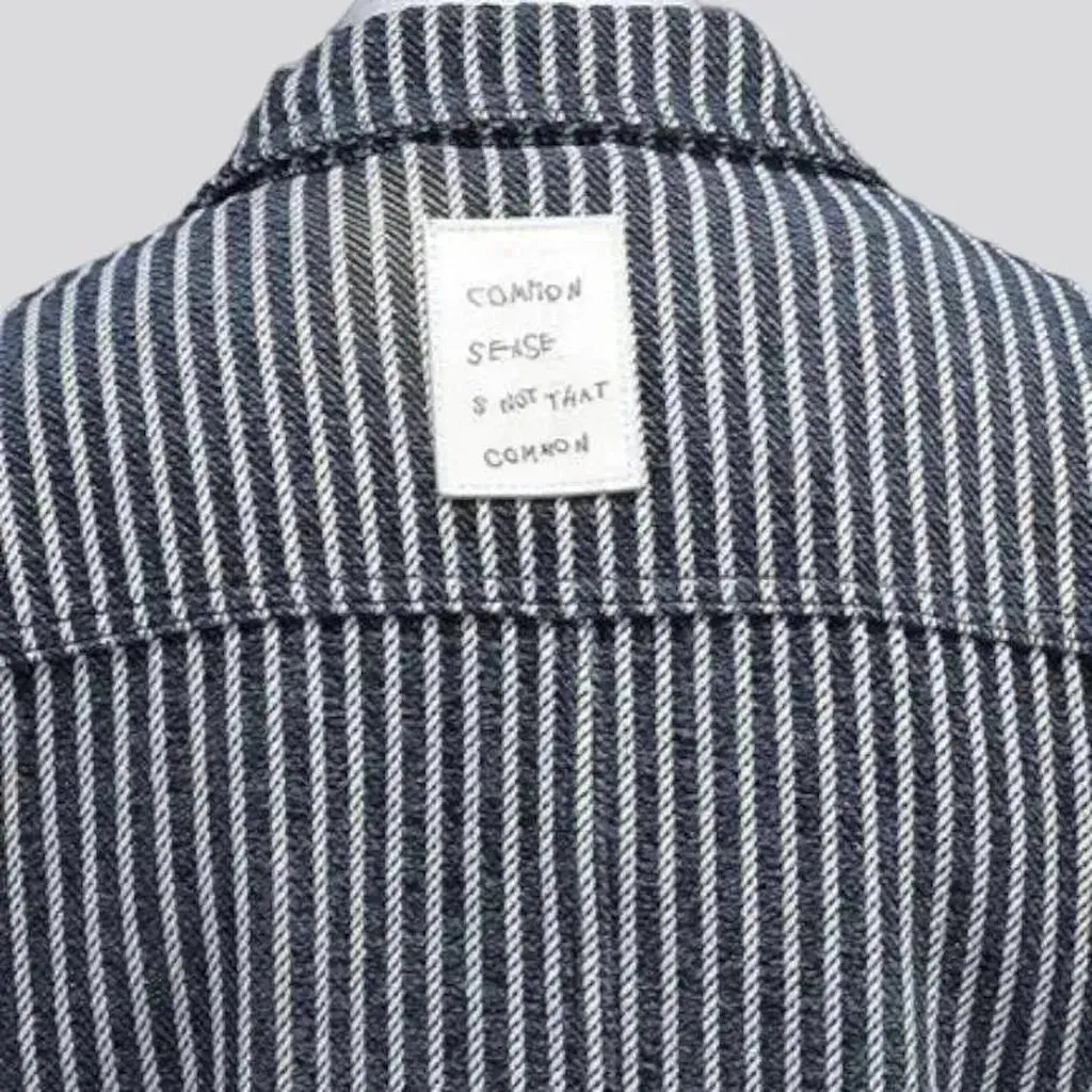 Vertical-stripes denim jacket for men