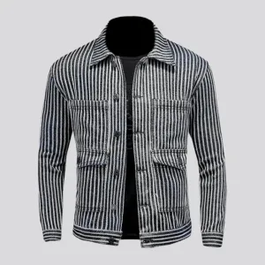 Vertical-stripes denim jacket for men