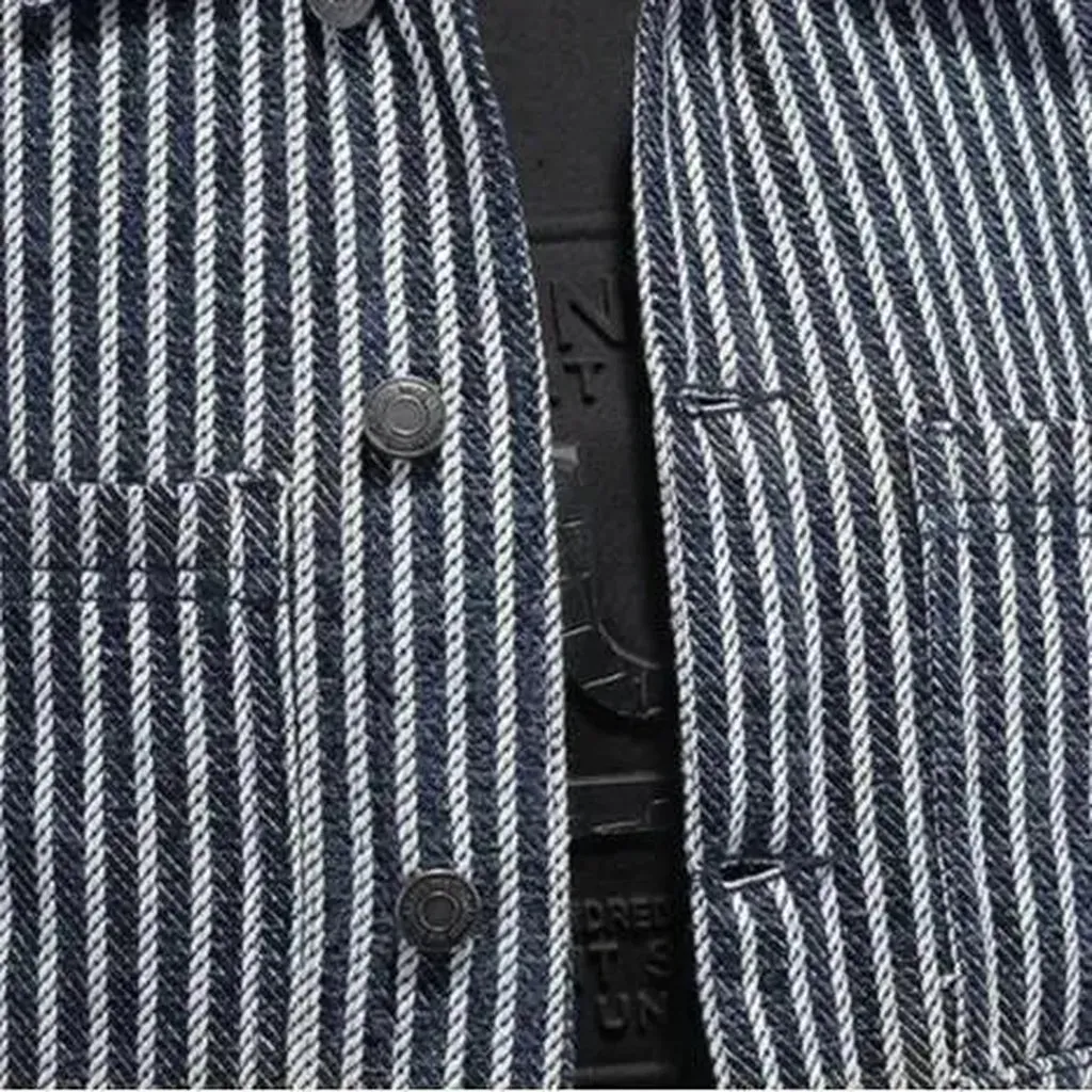 Vertical-stripes denim jacket for men