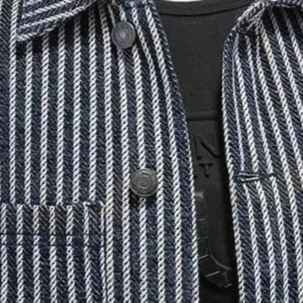 Vertical-stripes denim jacket for men