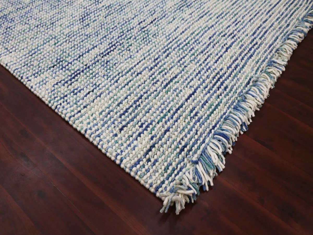 Vivid Modern Blue Hand-Woven Rug 9'x12'