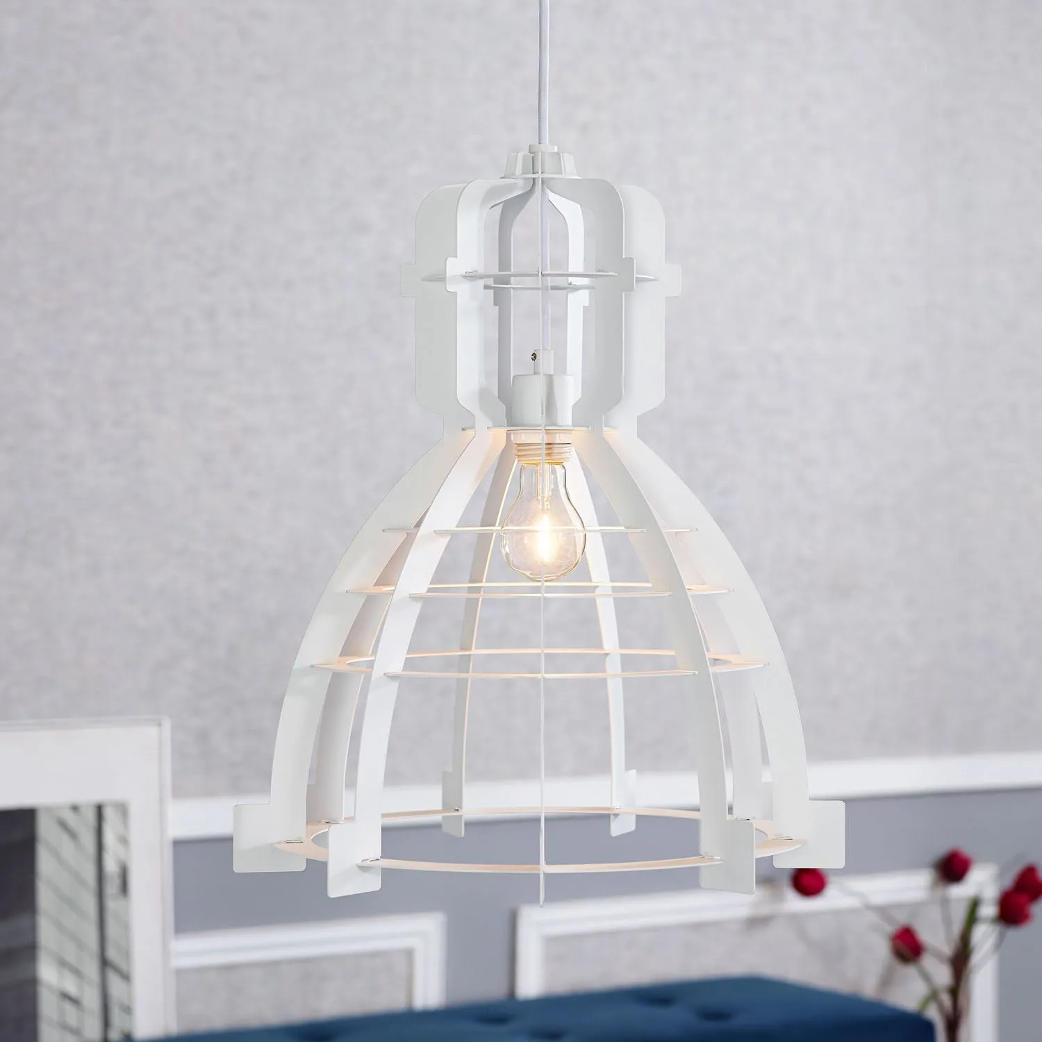 WE Furniture 16" Living Room Factory Slice Pendant Light - White