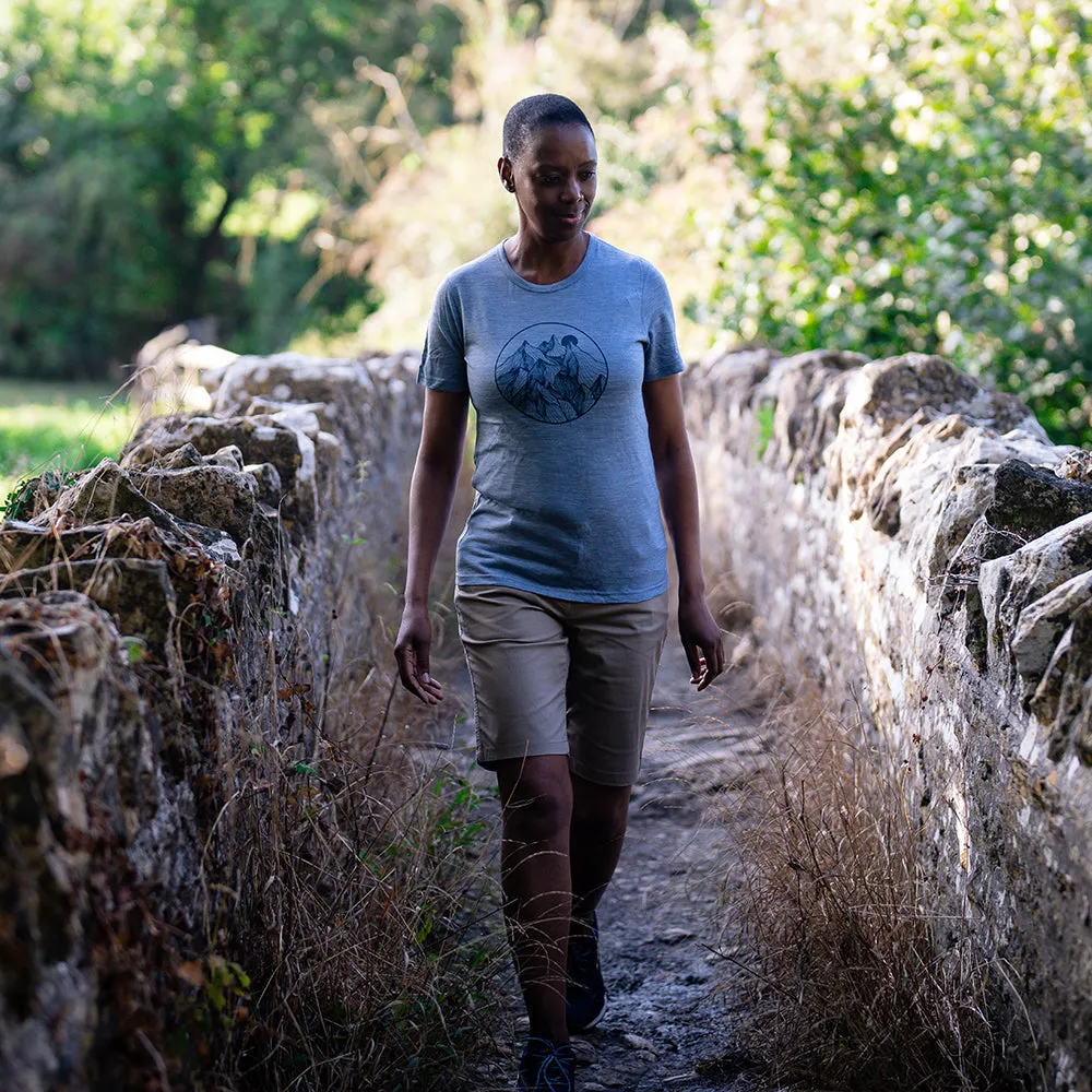 Womens Merino 150 Mountains Tee (Sky/Petrol)