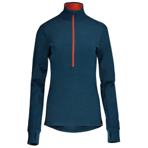 Womens Merino 320 Long Sleeve Half Zip (Petrol/Orange)