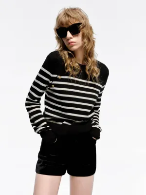 Wool Striped Knit Sweater